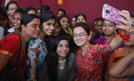 Civil topper Ira Singhal interacted with the students