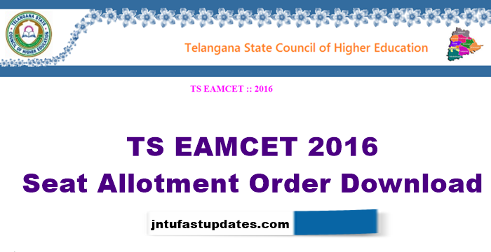 TS EAMCET 2016 Seat Allotment Order Download