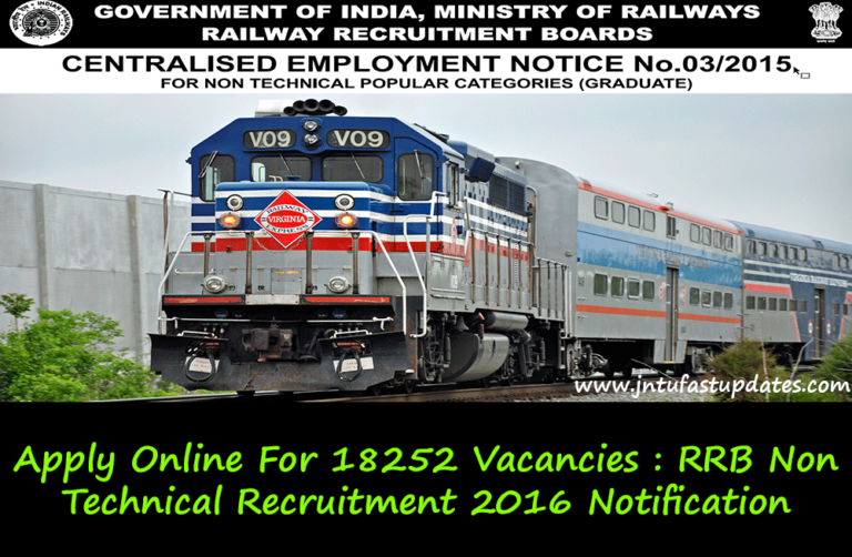 Apply Online For 18252 Vacancies : RRB Non Technical Recruitment 2016 Notification