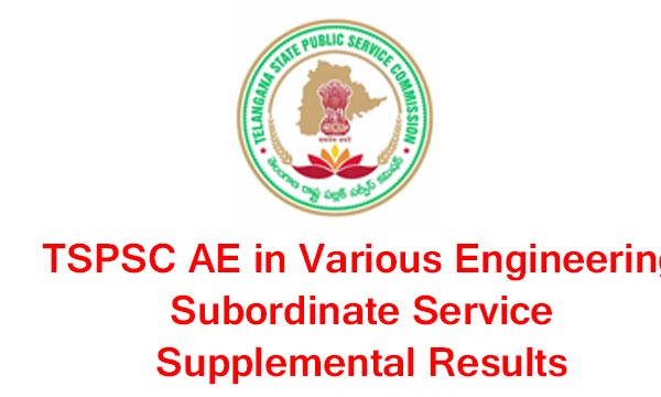 TSPSC AE in Various Engineering Subordinate Service Supplemental Results