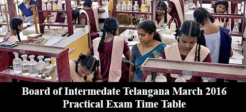 Board of Intermedate Telangana March 2016 Practical Exam Time Table