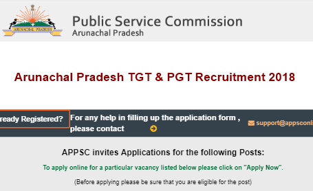 Arunachal Pradesh TGT & PGT Recruitment 2018