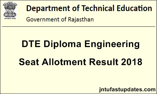 Rajasthan DTE Diploma Lateral Entry Merit List 2018 – Polytechnic Provisional Merit List