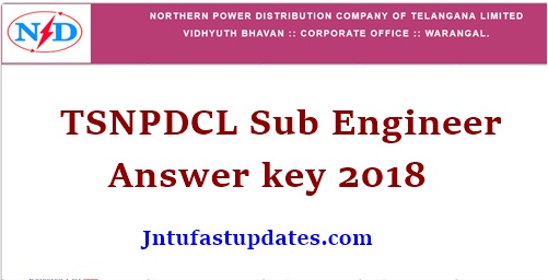 TSNPDCL Sub Engineer Answer Key 2018
