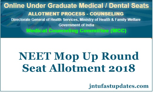 NEET Mop Up Round Seat Allotment Results 2018 Now Available at mcc.nic.in