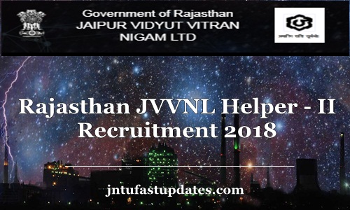 Rajasthan JVVNL Helper 2 Recruitment 2018 Apply Online for 2412 Helper Posts @ jvvnl.onlinereg.in