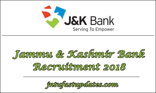 Jammu & Kashmir Bank Recruitment 2018