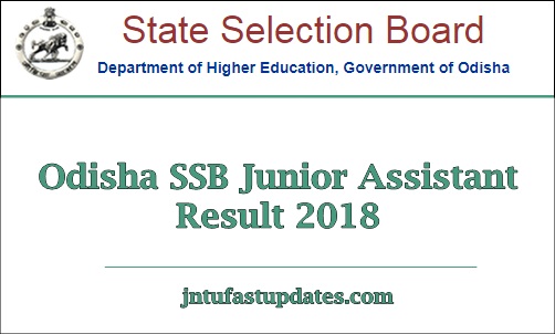 Odisha SSB Junior Assistant Result 2018