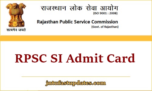 RPSC SI Admit Card 2021