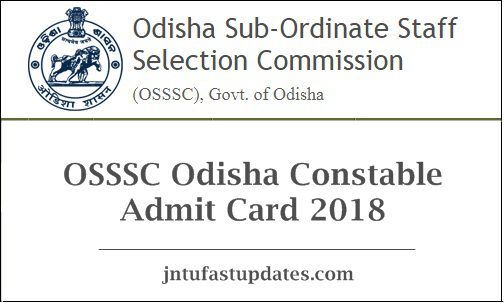 OSSSC Odisha Constable Admit Card 2018