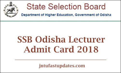 SSB Odisha Lecturer Admit Card 2018