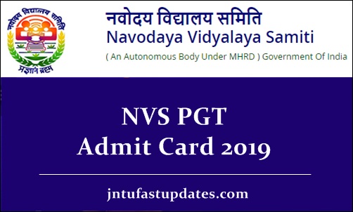 NVS PGT Admit Card 2019