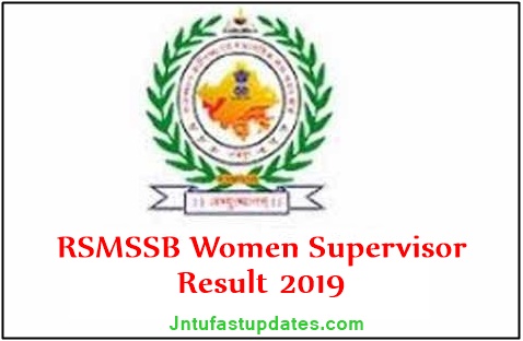 RSMSSB Women Supervisor Result 2019