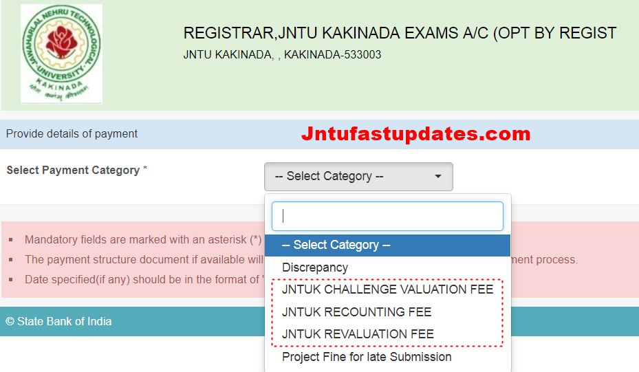 JNTUK Procedure To Apply For Revaluation Recounting through online