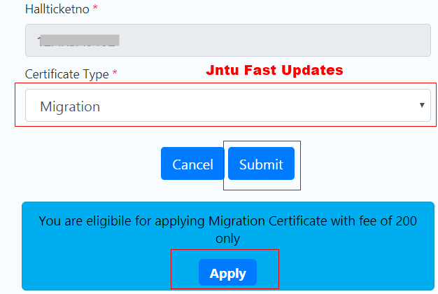 jntuk migration certificate apply