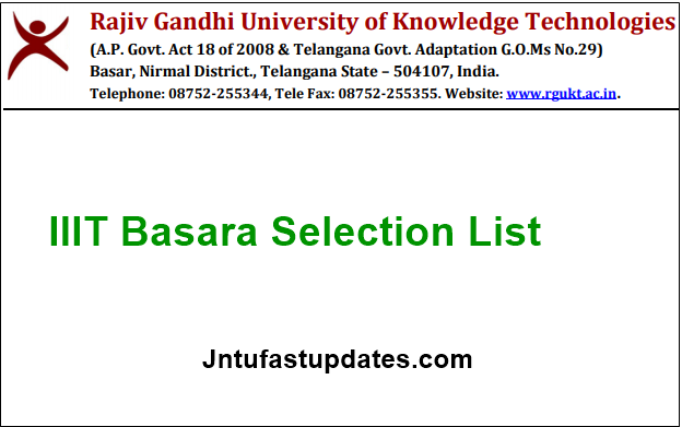 RGUKT IIIT Basara 1st Selection List 2023 (OUT), First Phase Selected Candidates List @ Rgukt.ac.in
