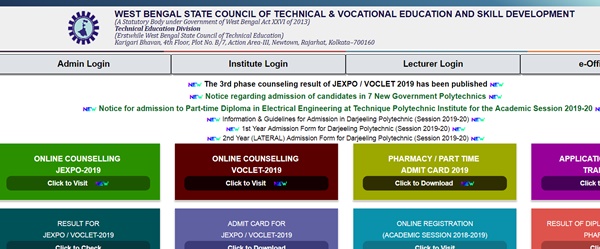 JEXPO 2nd Phase Seat Allotment Results 2020 – VOCLET Polytechnic Second Round List @ webscte.co.in