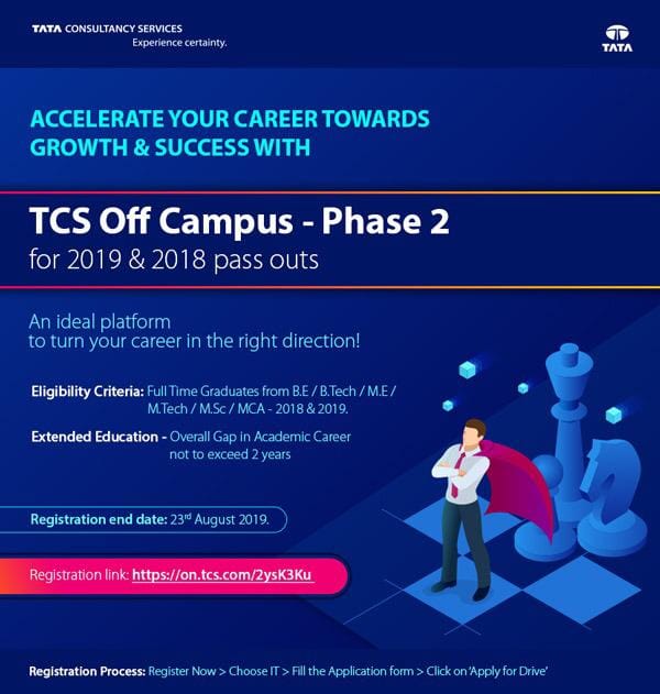 TCS Off Campus for batch 2018 & 2019