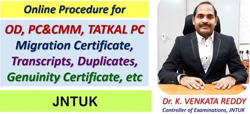JNTUK Procedure For Apply OD, PC, CMM
