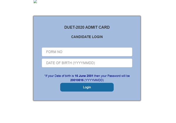 DUET Admit Card 2020