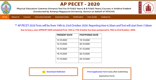 AP PECET 2020 Scheduled from 13th to 17th October has been Postponed Due to Heavy Rains