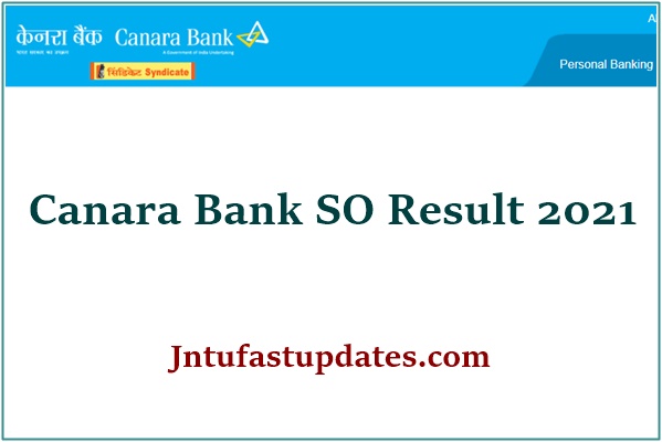 Canara Bank SO Result 2021