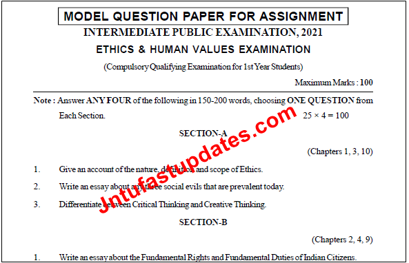 TS Inter 1st Year Assignment Work Model Papers 2021