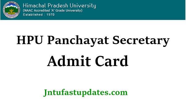 HPU Panchayat Secretary Admit Card 2021 – Exam Date, Hall Ticket