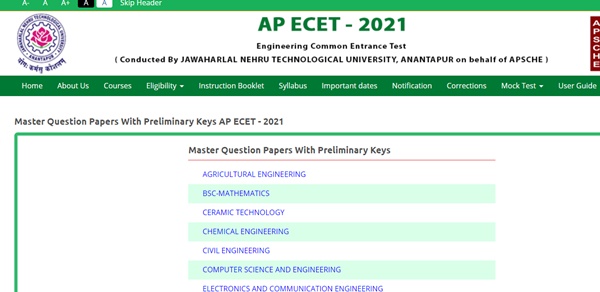 AP ECET Answer key 2021 (Released) – Download Branch wise Question Papers, Solutions PDF @ sche.ap.gov.in