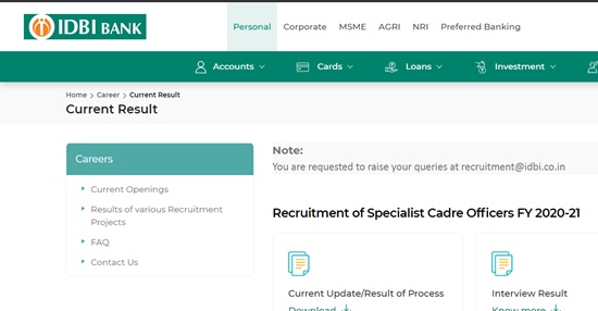 IDBI Assistant Manager Result 2021