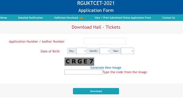 RGUKT CET Hall Ticket 2021