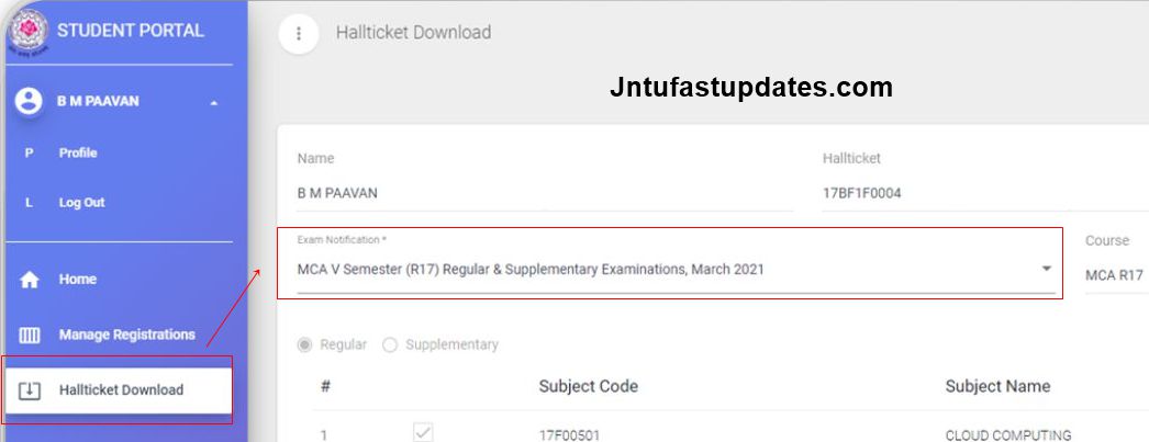 JNTUA Hall Tickets Download Procedure Step by Step Guide