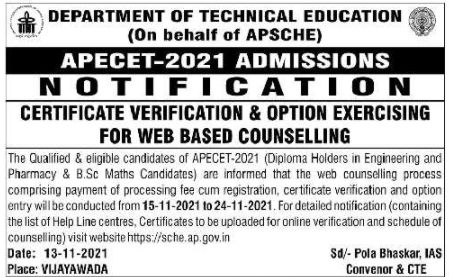 AP ECET Counselling Dates 2021