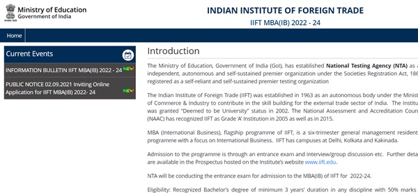 IIFT Admit Card 2022 Download MBA Entrance Hall Ticket @ iift.nta.nic.in