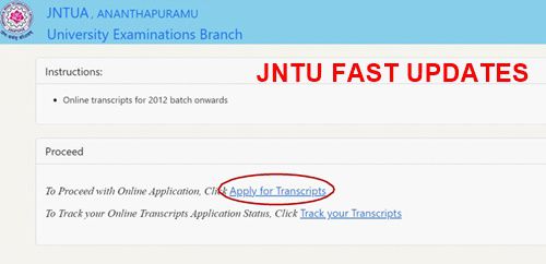 JNTUA apply for transcripts